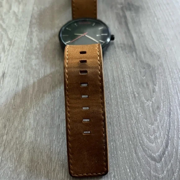 MVMT Black Watch with Tan Strap